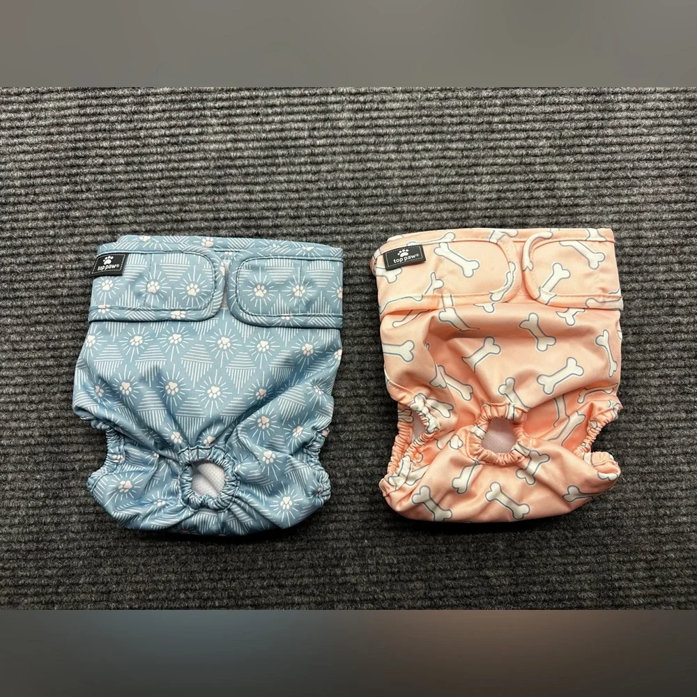 Lot Of 2 Top Paw Blue And Orange Washable Dog Diaper Medium Unisex